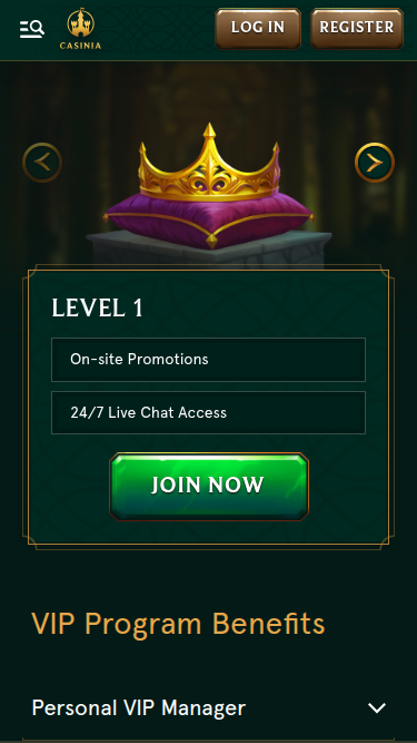 Casinia Casino Mobiles VIP-Programm