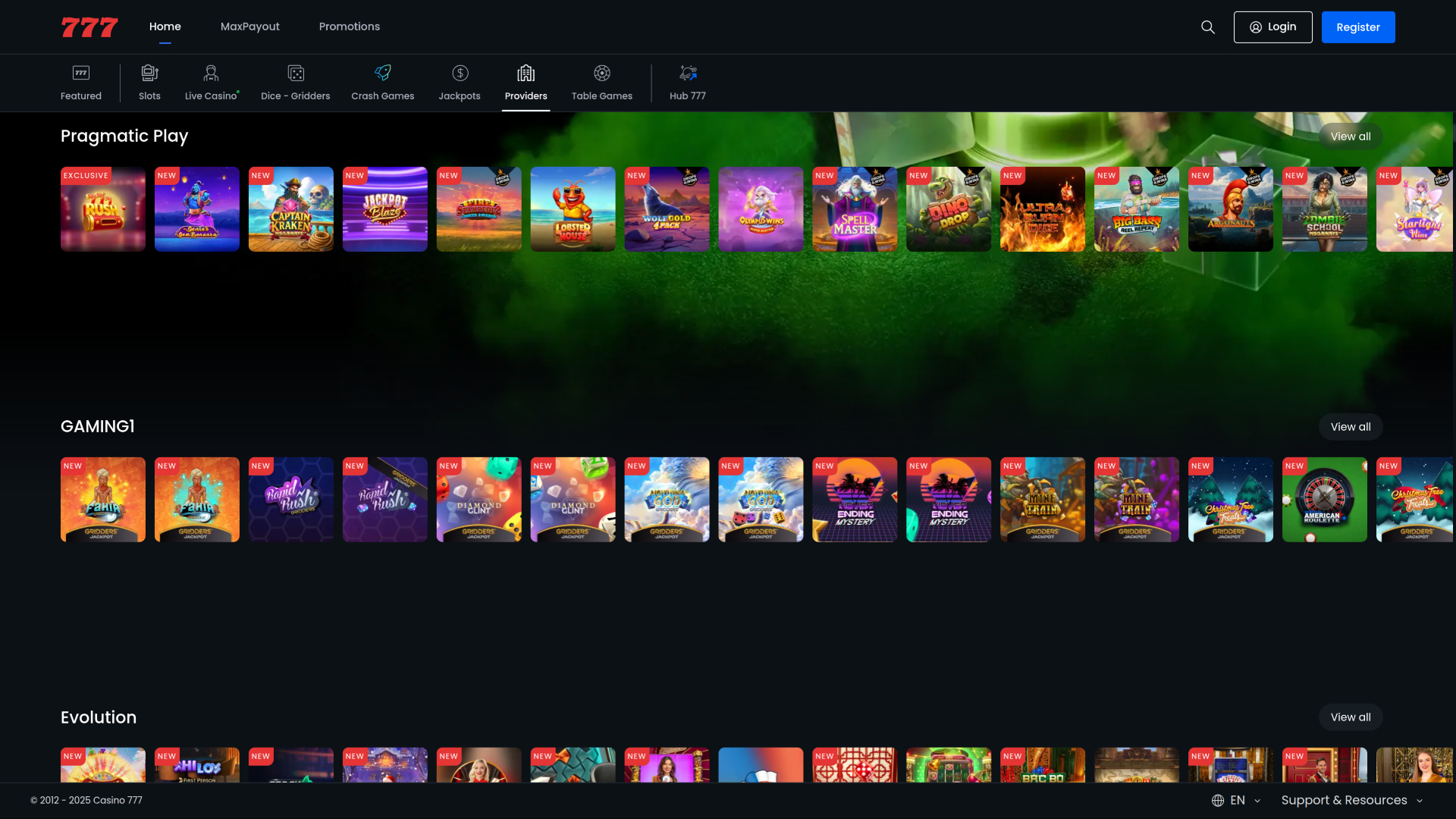 Développeurs de jeux sur bureau de Casino 777