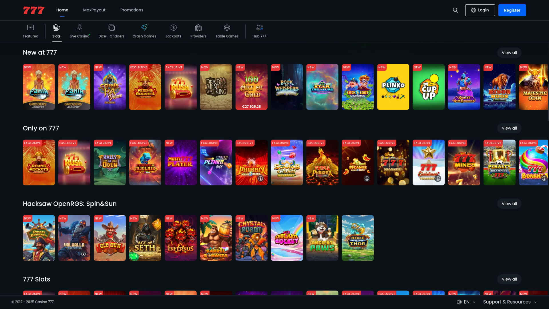 Jeux sur bureau de Casino 777