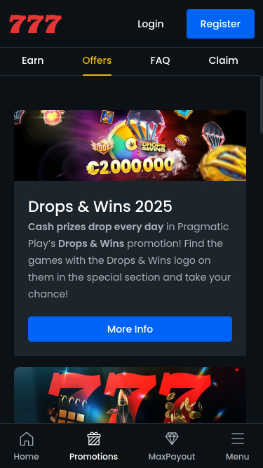 Promotions mobiles de Casino 777