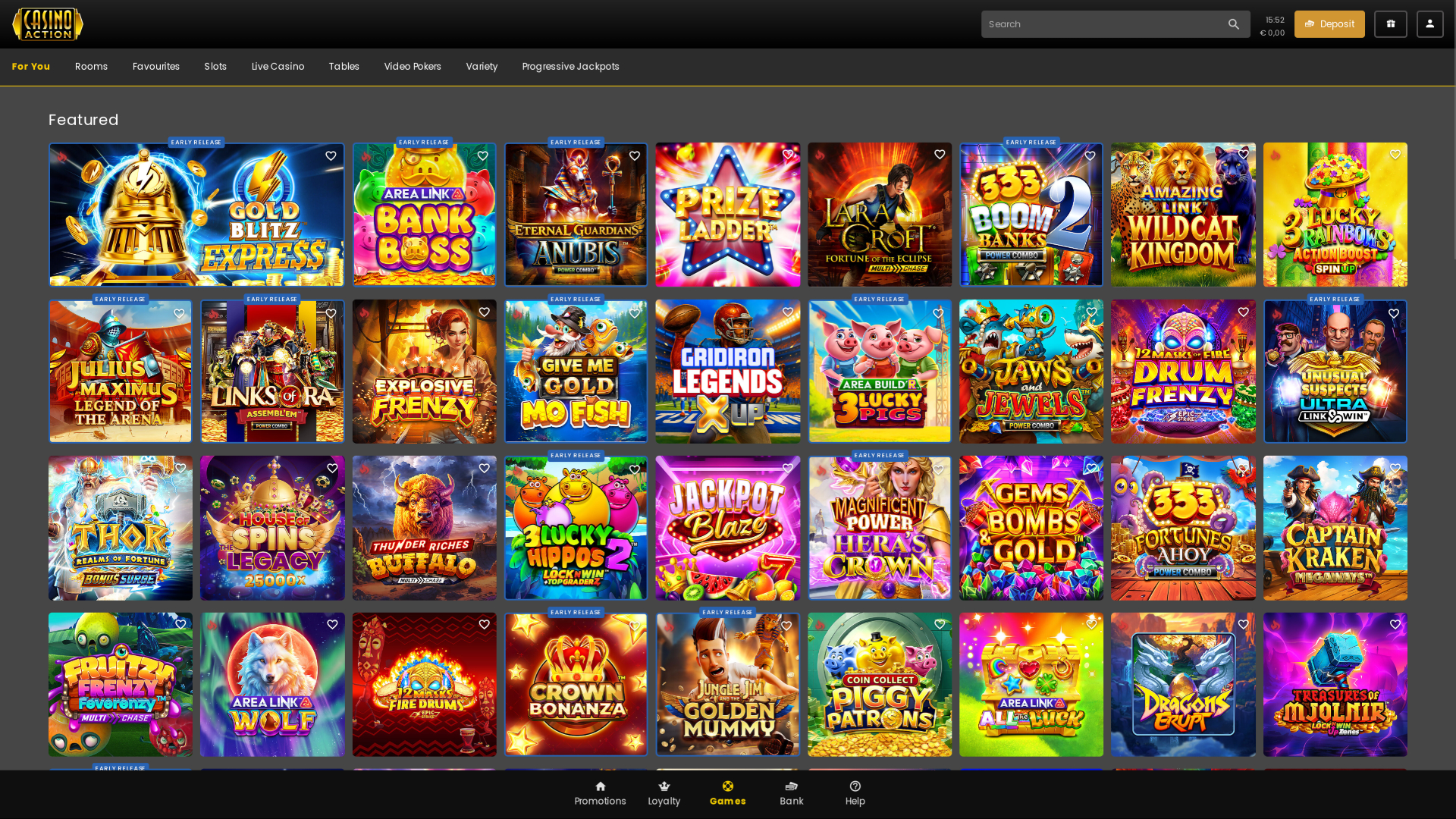 Jeux de Casino Action pour ordinateur de bureau
