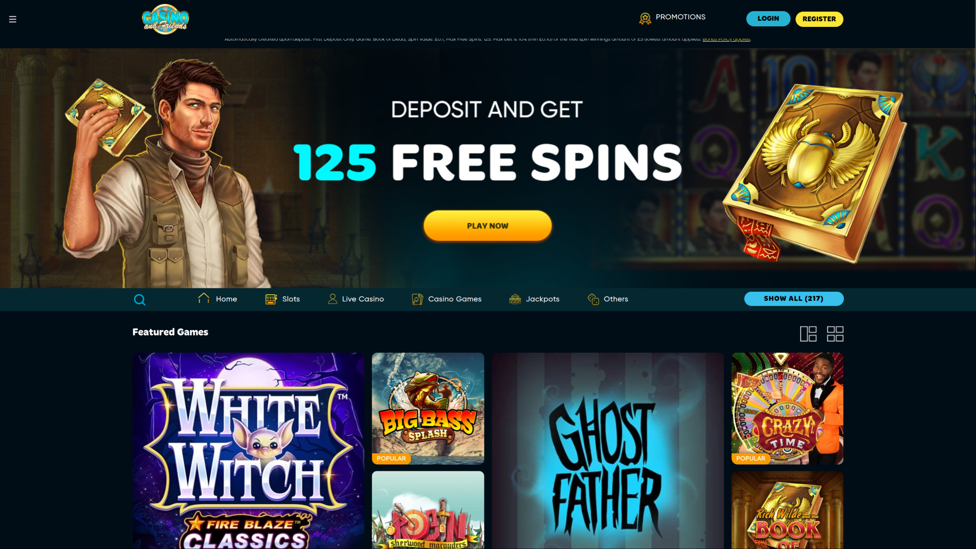 Página principal de Casino And Friends para escritorio