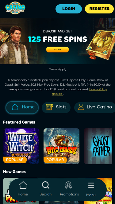 Página principal de Casino And Friends para móvil