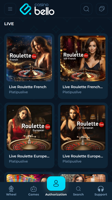 Casino Bello Mobile Live Dealer