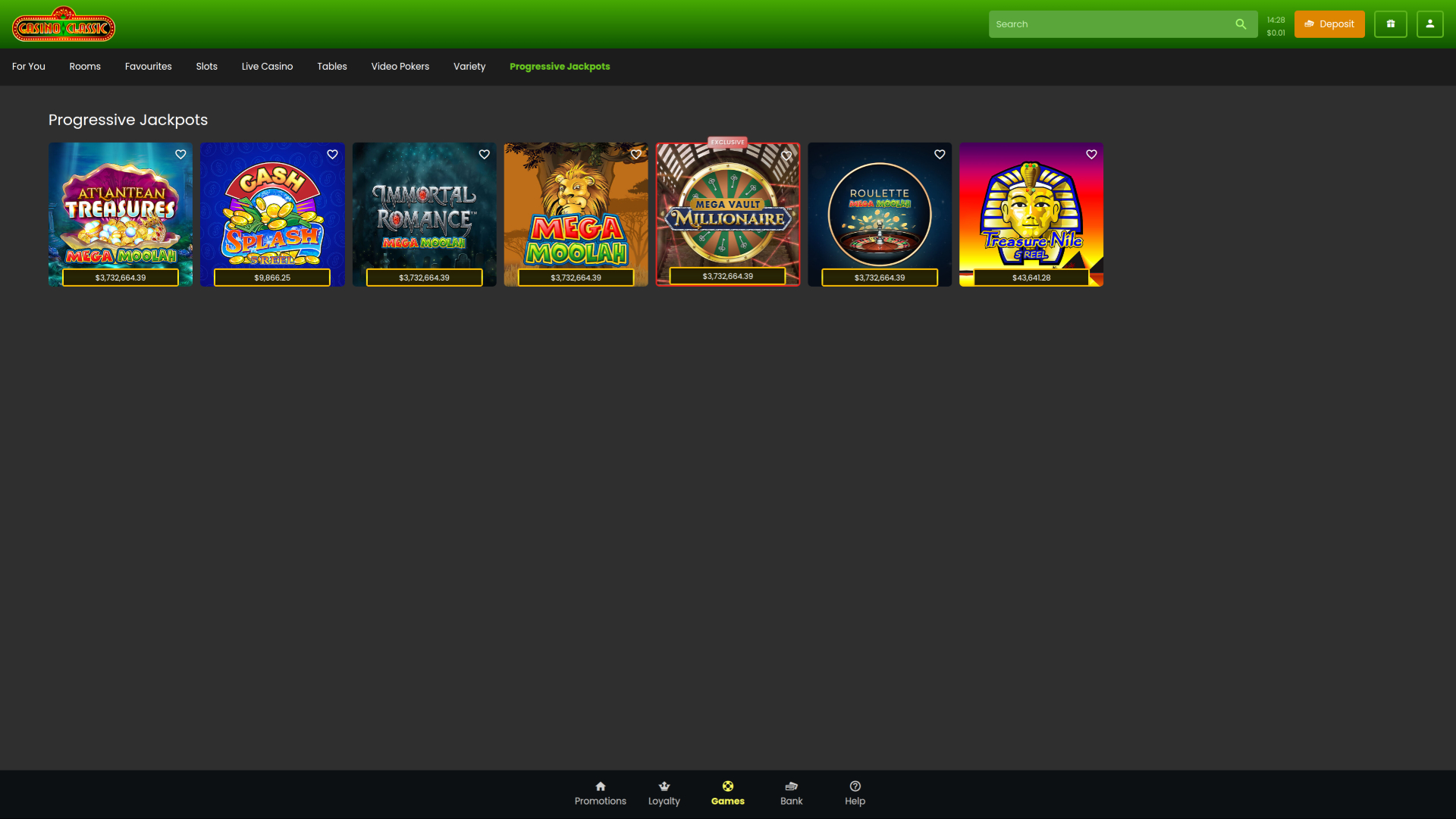 Jackpot de Casino Classic pour ordinateur de bureau