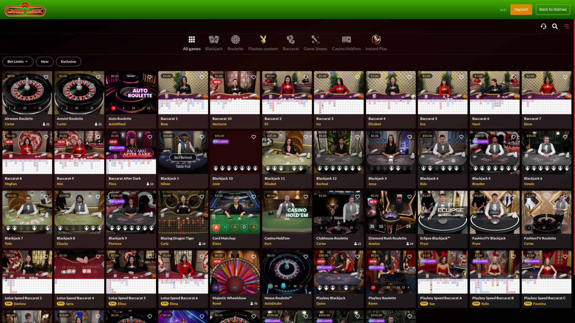 Casino Classic croupier en direct pour ordinateur de bureau