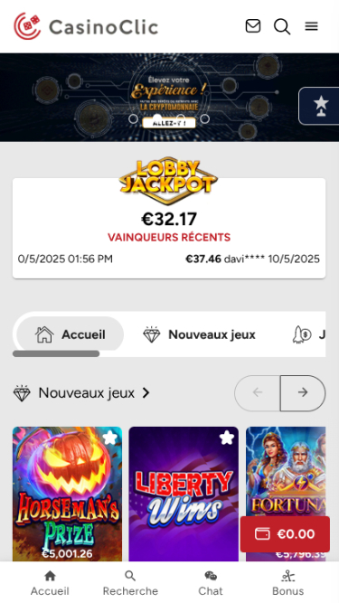 Casino Clic Homepage Mobile