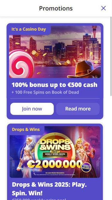 Promotions mobiles de Casino Days