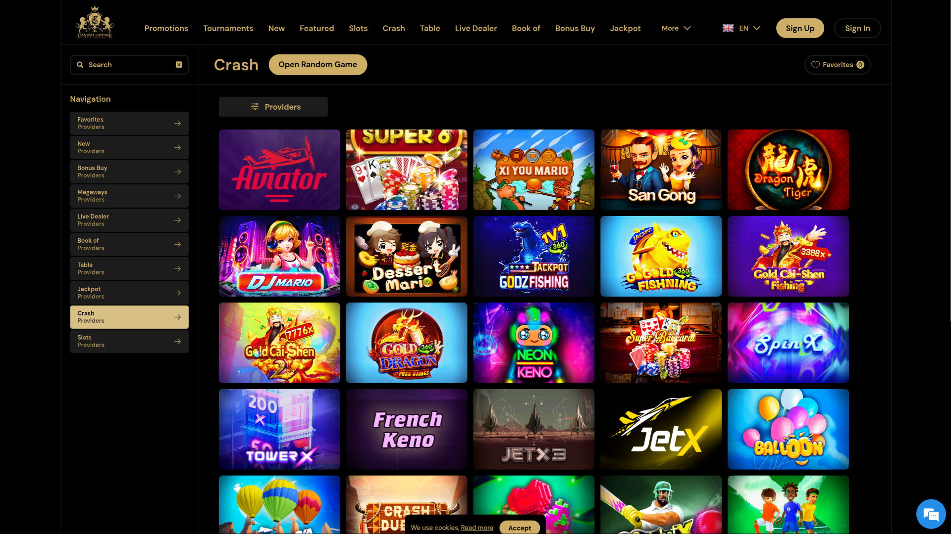 Jeux de crash sur ordinateur de bureau de Casino Empire