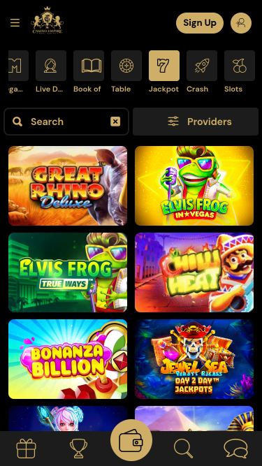 Jackpot mobile de Casino Empire