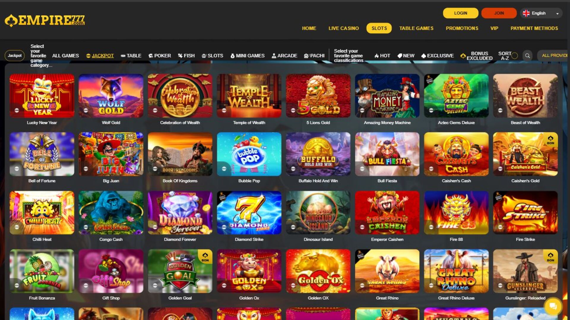 Bote de Casino Empire777 en escritorio