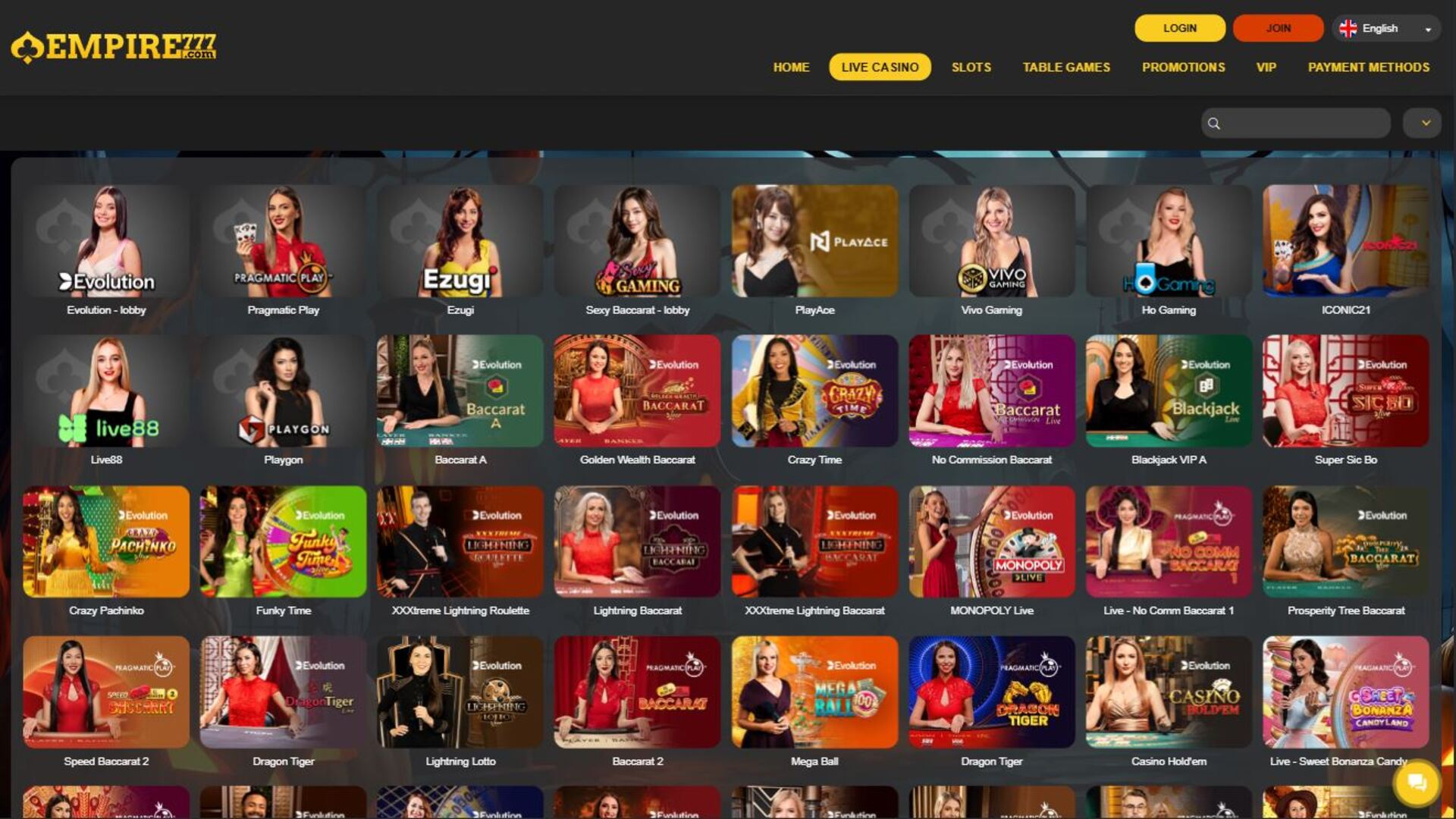 Crupier en vivo de Casino Empire777 en escritorio