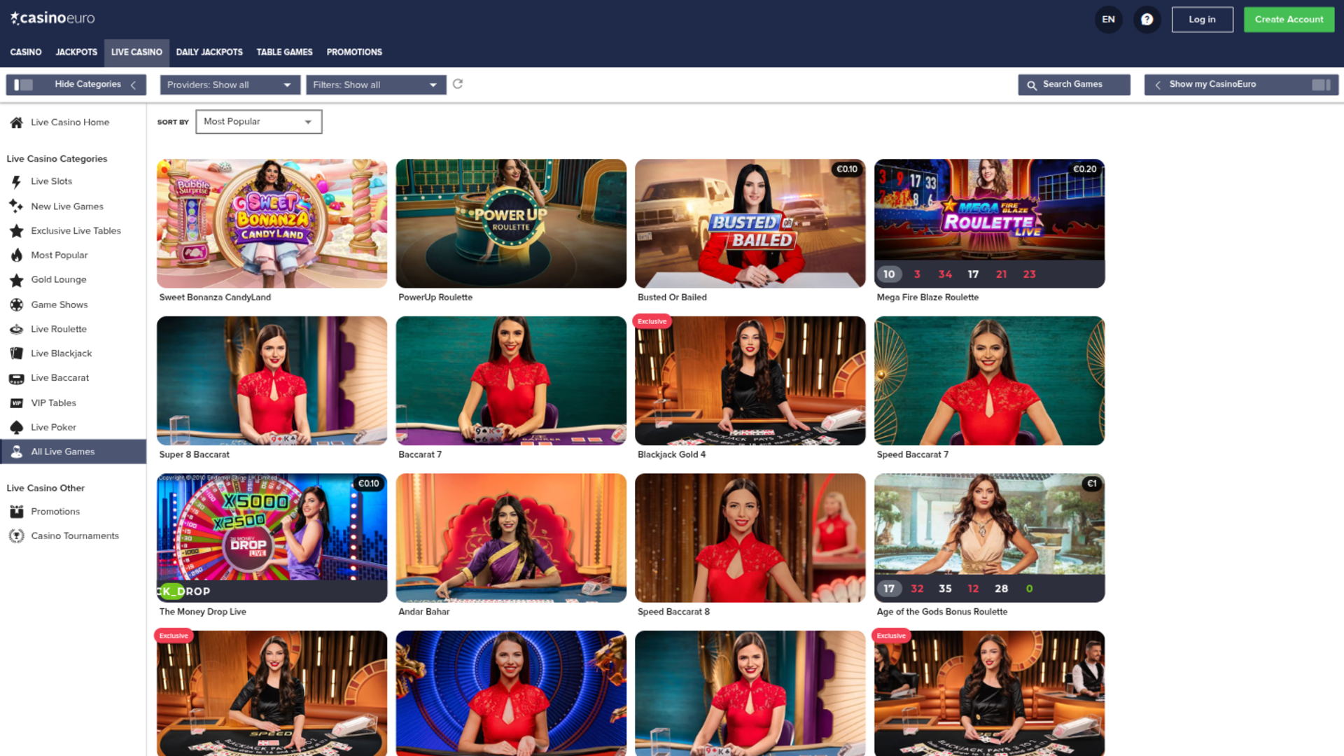 Crupier en vivo de Casino Euro en escritorio