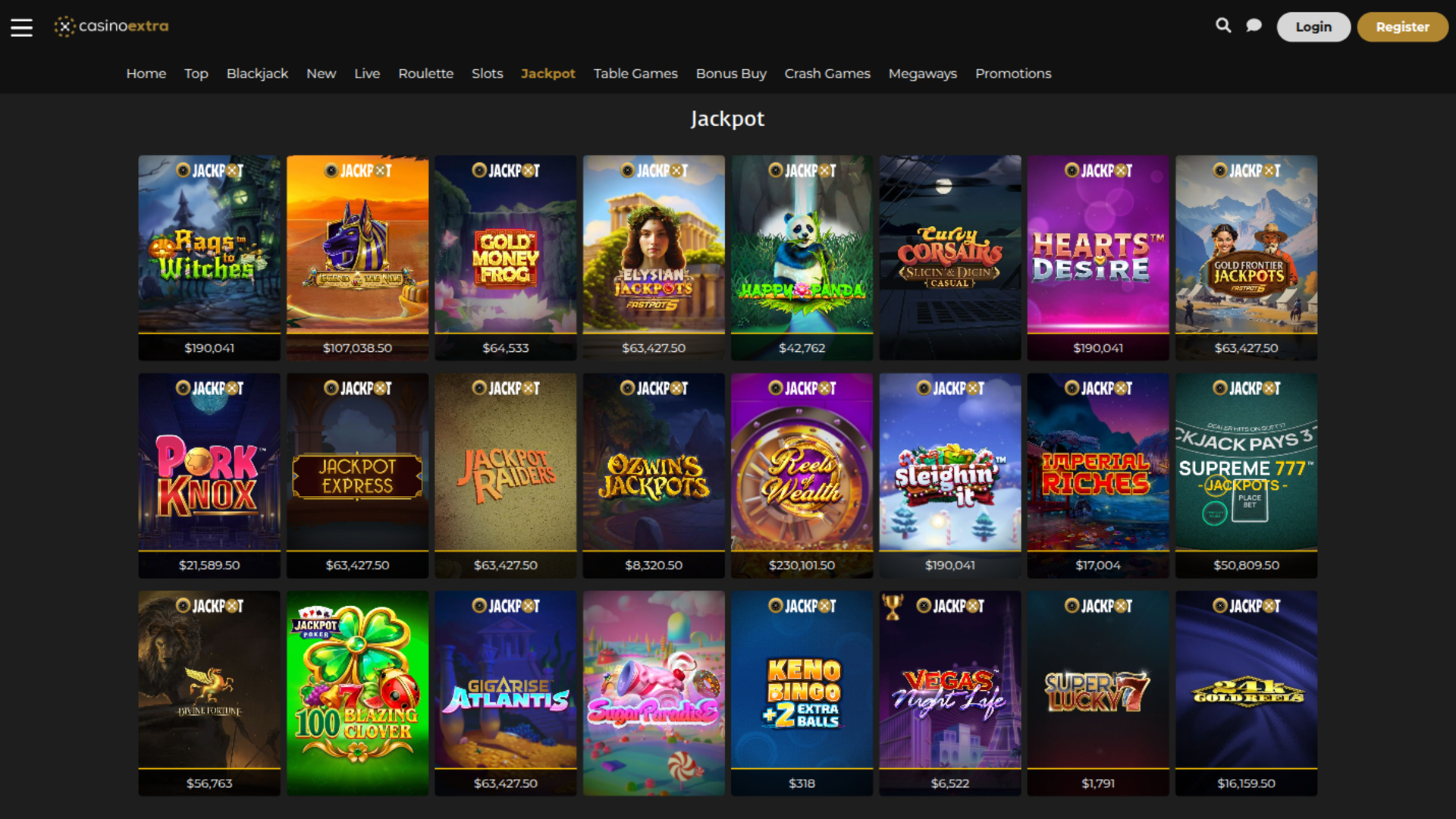 Jackpot desktop di Casino Extra