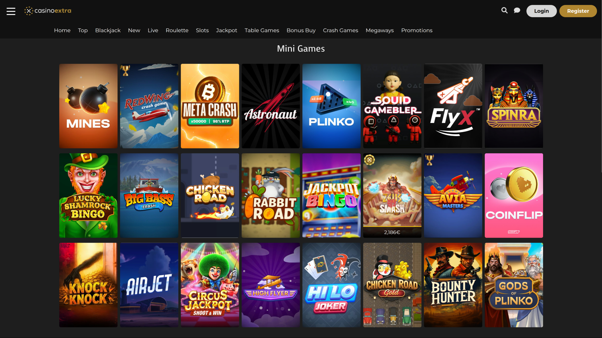 Casino Extra Desktop-Minispiele