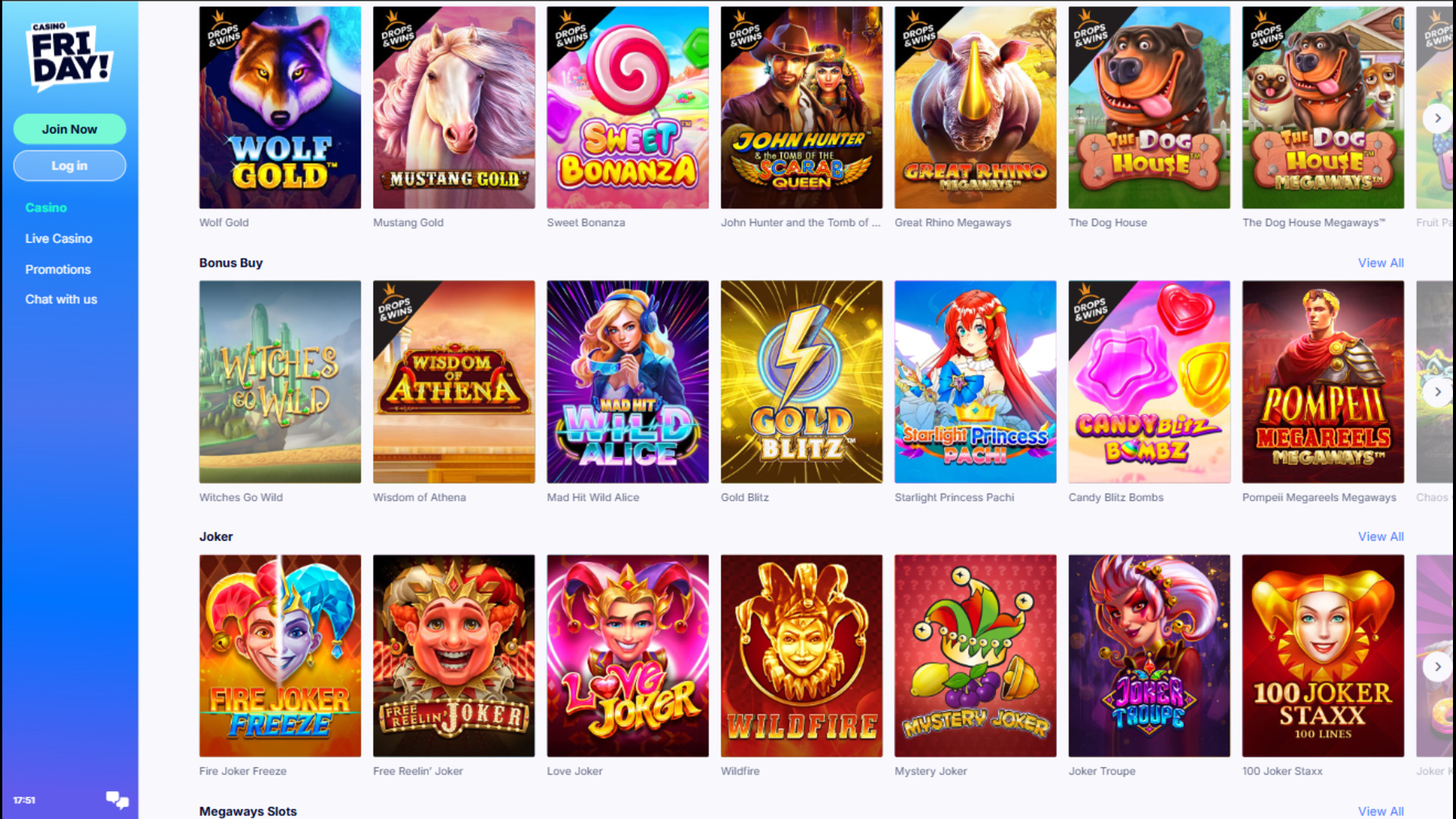 Jeux de Casino Friday sur ordinateur