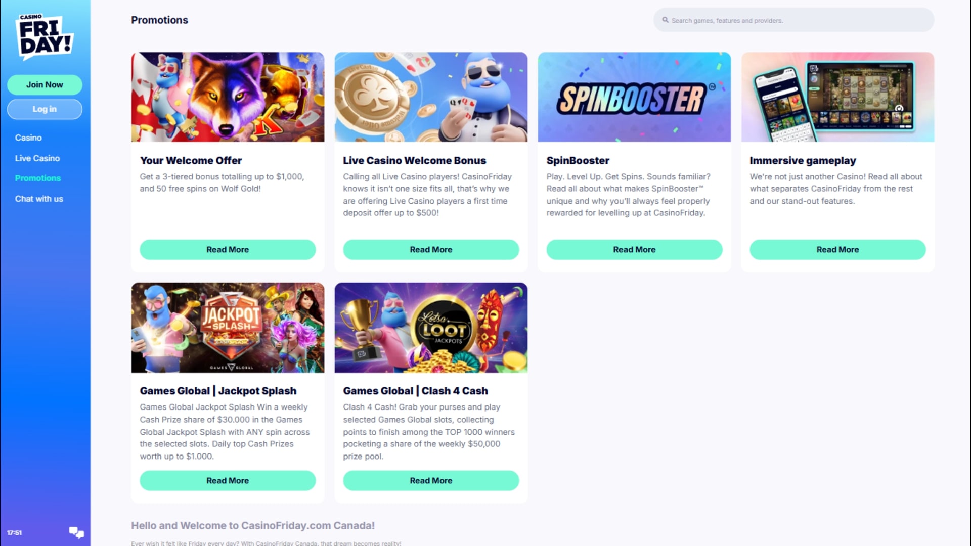 Promotions de Casino Friday sur ordinateur