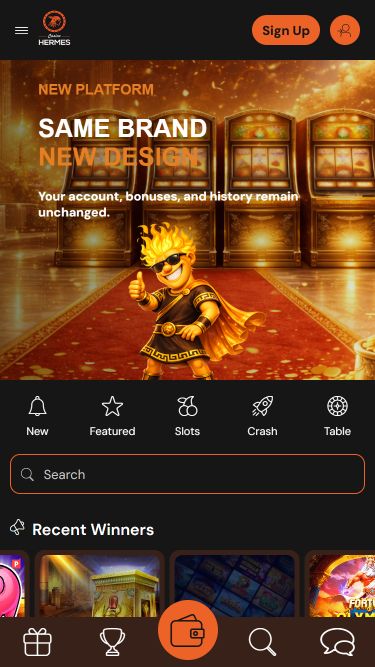 Image 1 de la page d'accueil mobile du Casino Hermes