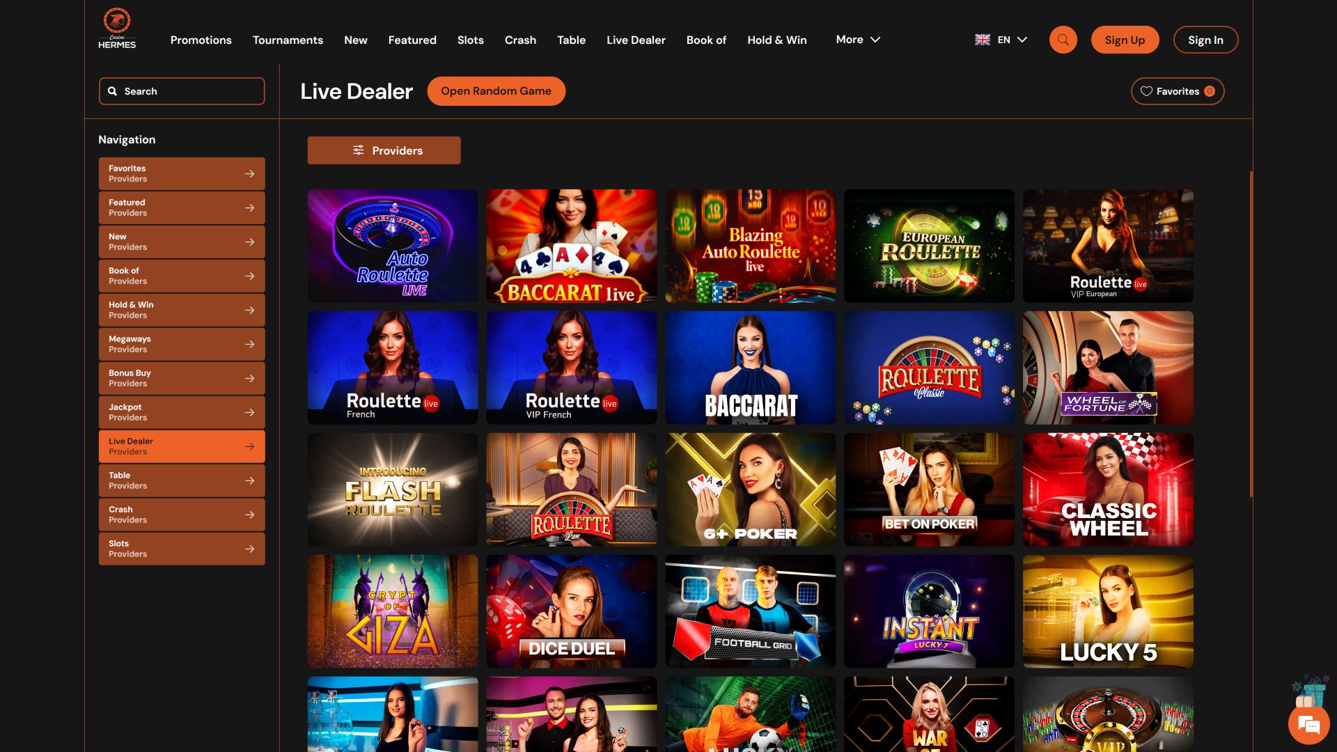 Image 1 du croupier en direct sur ordinateur du Casino Hermes