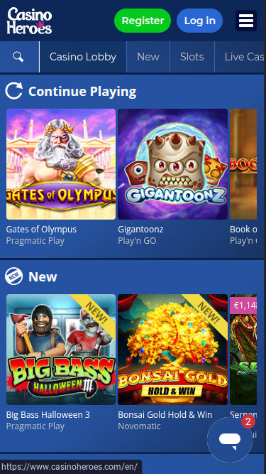 Jeux mobiles de Casino Heroes