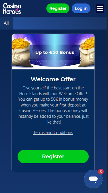Promotions mobiles de Casino Heroes