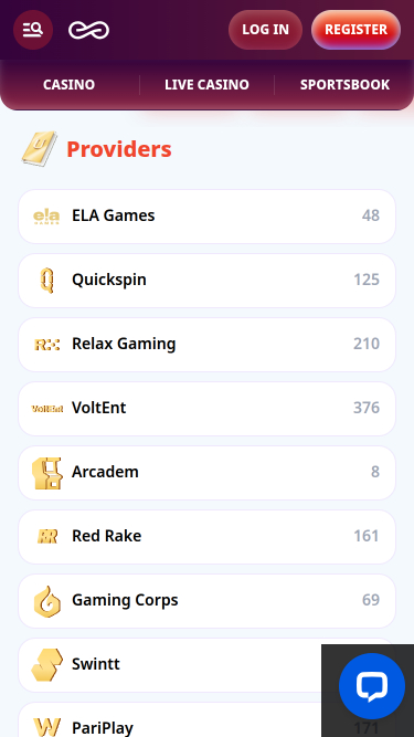 Desarrolladores de juegos móviles de Casino Infinity