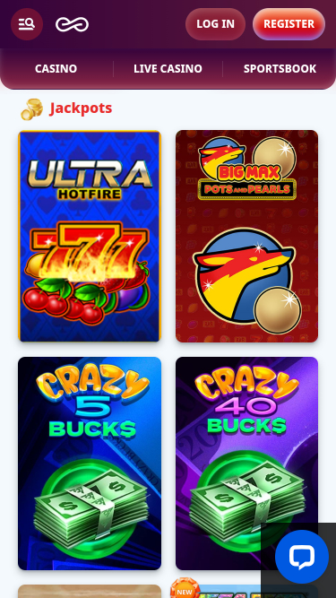 Jackpot de Casino Infinity en móvil