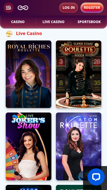 Dealer en vivo de Casino Infinity en móvil