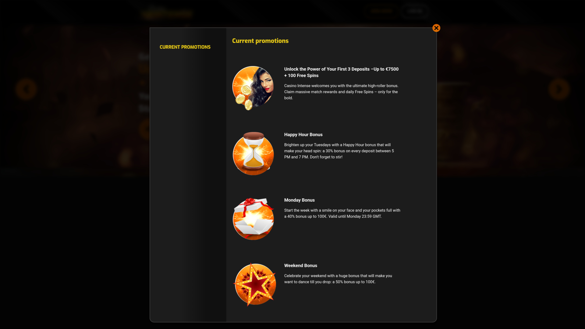 Casino Intense Bureau Promotions