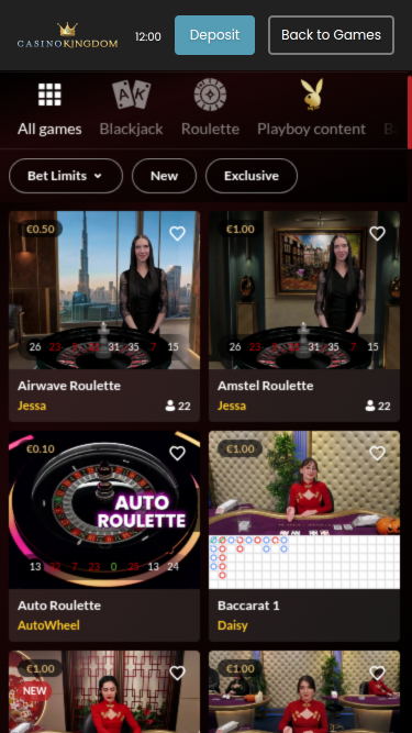 Casino Kingdom Croupier en direct mobile
