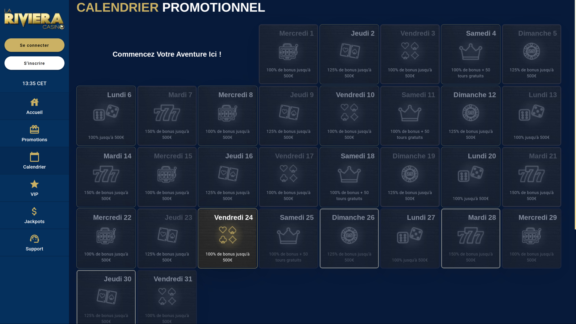 Casino La Riviera Calendario promocional de escritorio