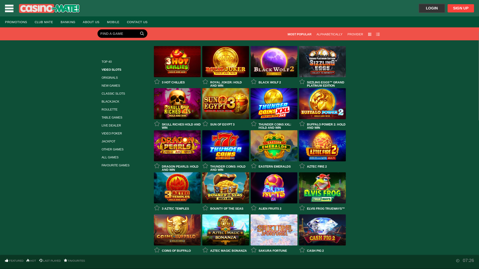 Jeux de Casino Mate sur ordinateur