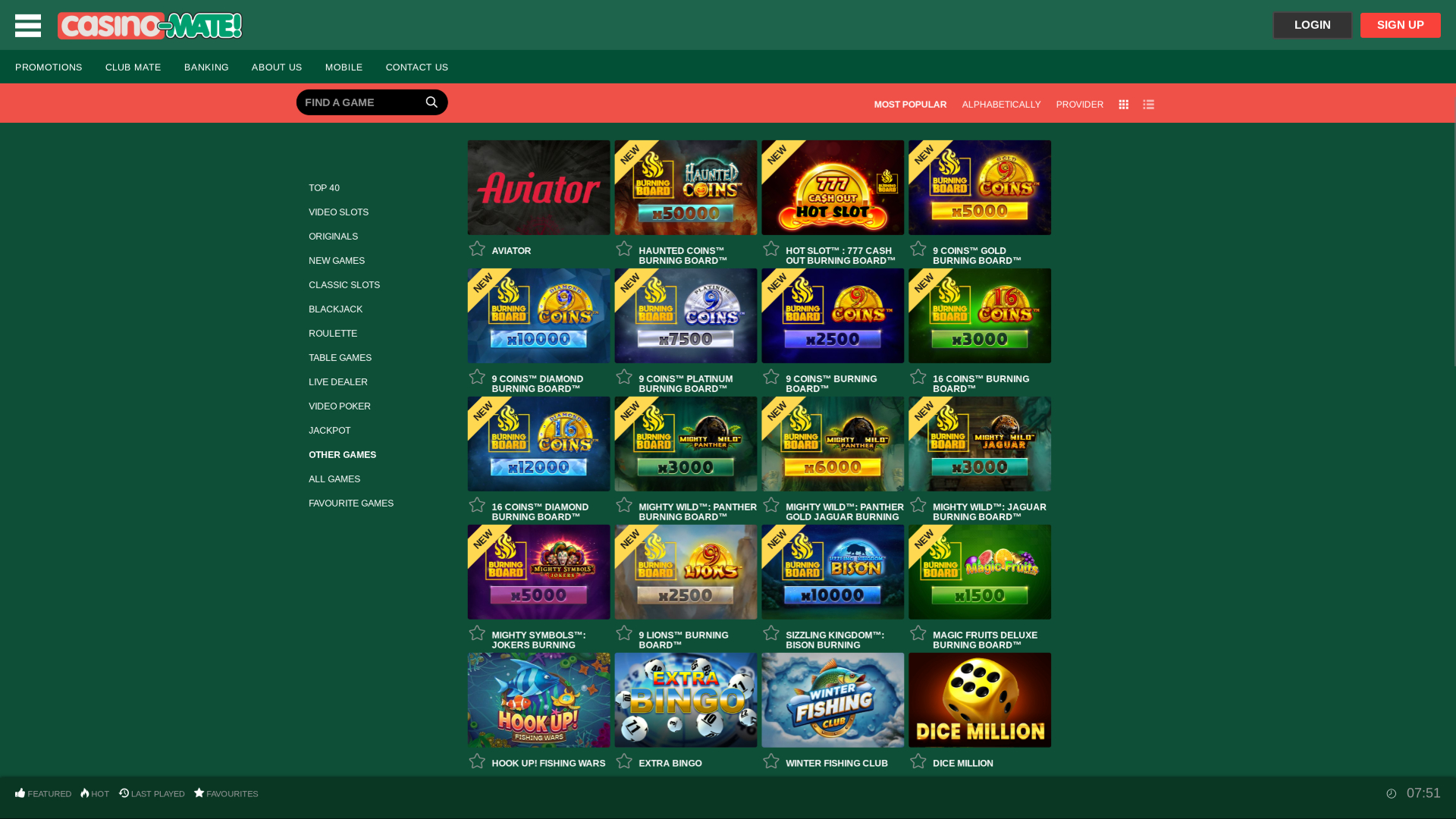 Autres jeux de Casino Mate sur ordinateur