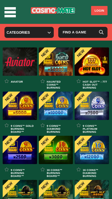 Autres jeux mobiles de Casino Mate