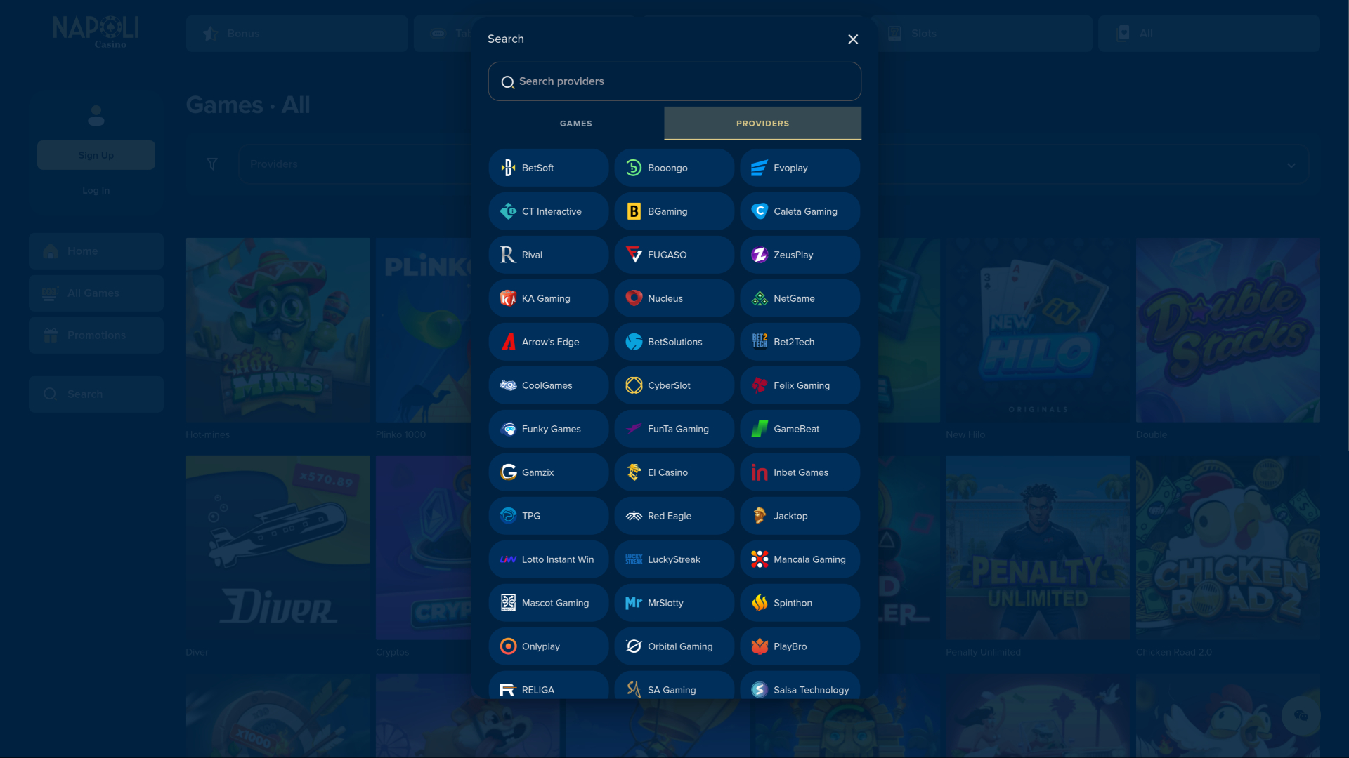 Développeurs de jeux de Casino Napoli sur ordinateur