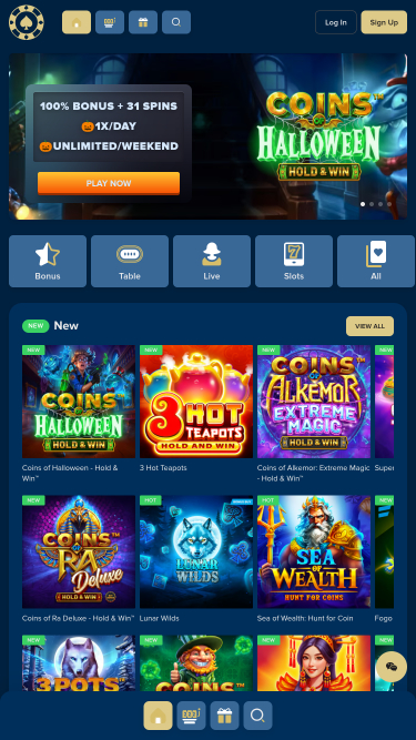 Page d’accueil mobile de Casino Napoli