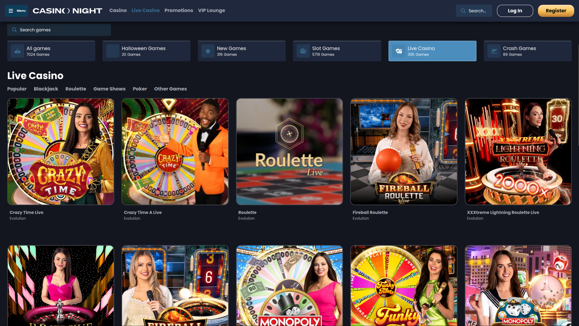 Crupier en vivo de Casino Night en escritorio