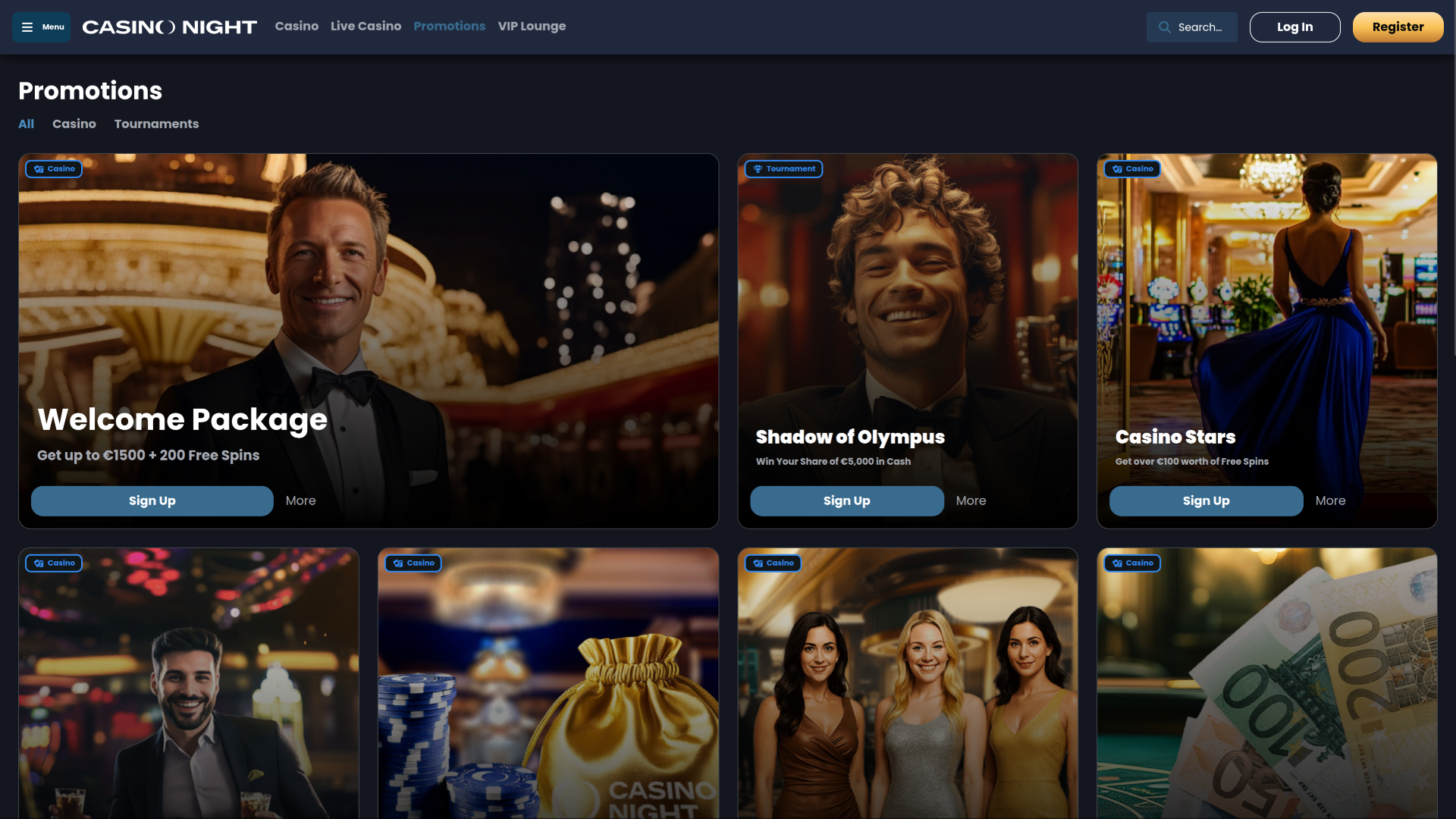 Promociones de Casino Night en escritorio