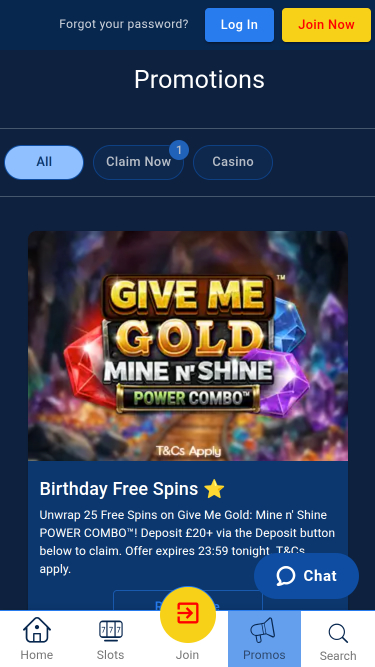 Casino of Dreams Promotions mobiles