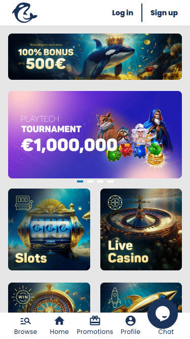 Casino Orca Mobile Homepage