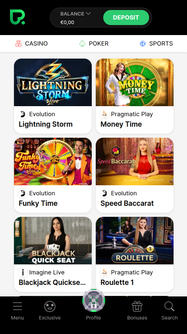 Casino Pokerdom Crupier en vivo móvil