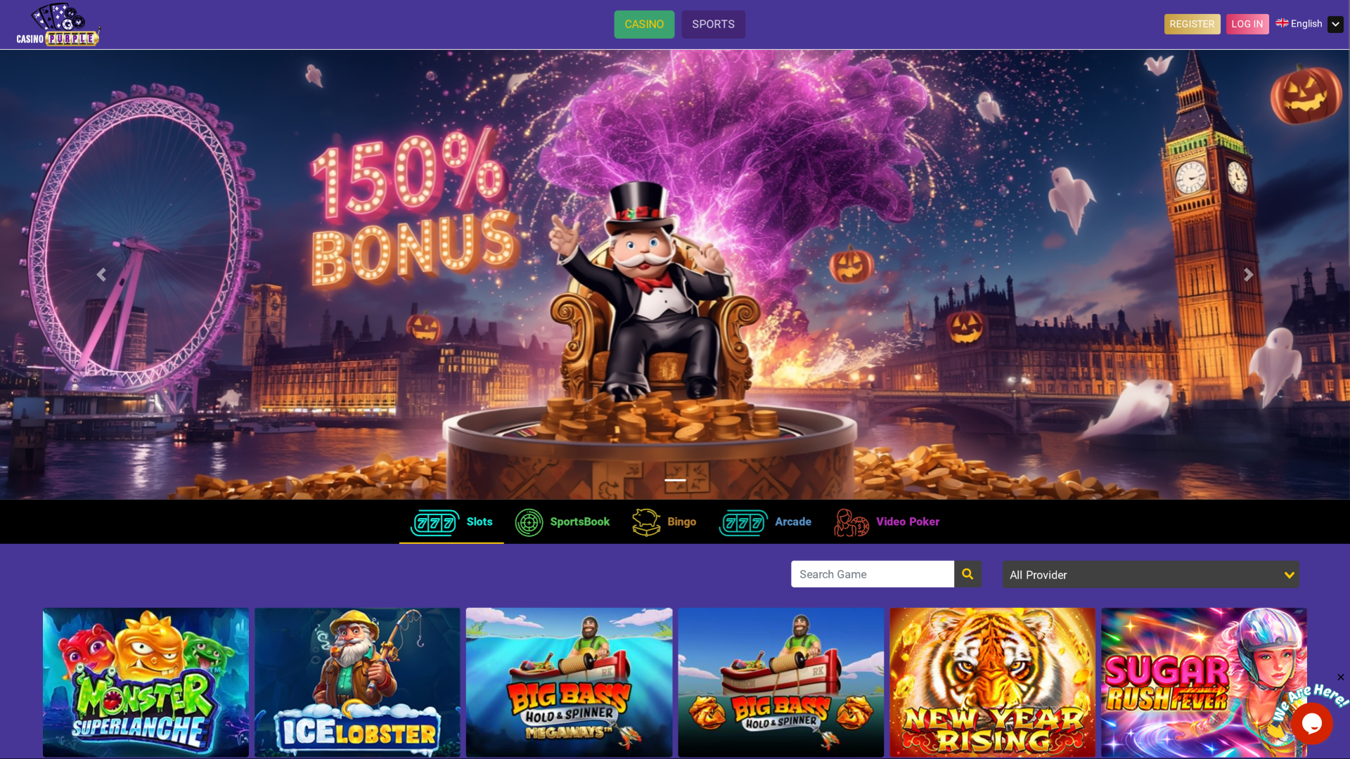 Casino Purple Page d’accueil sur ordinateur