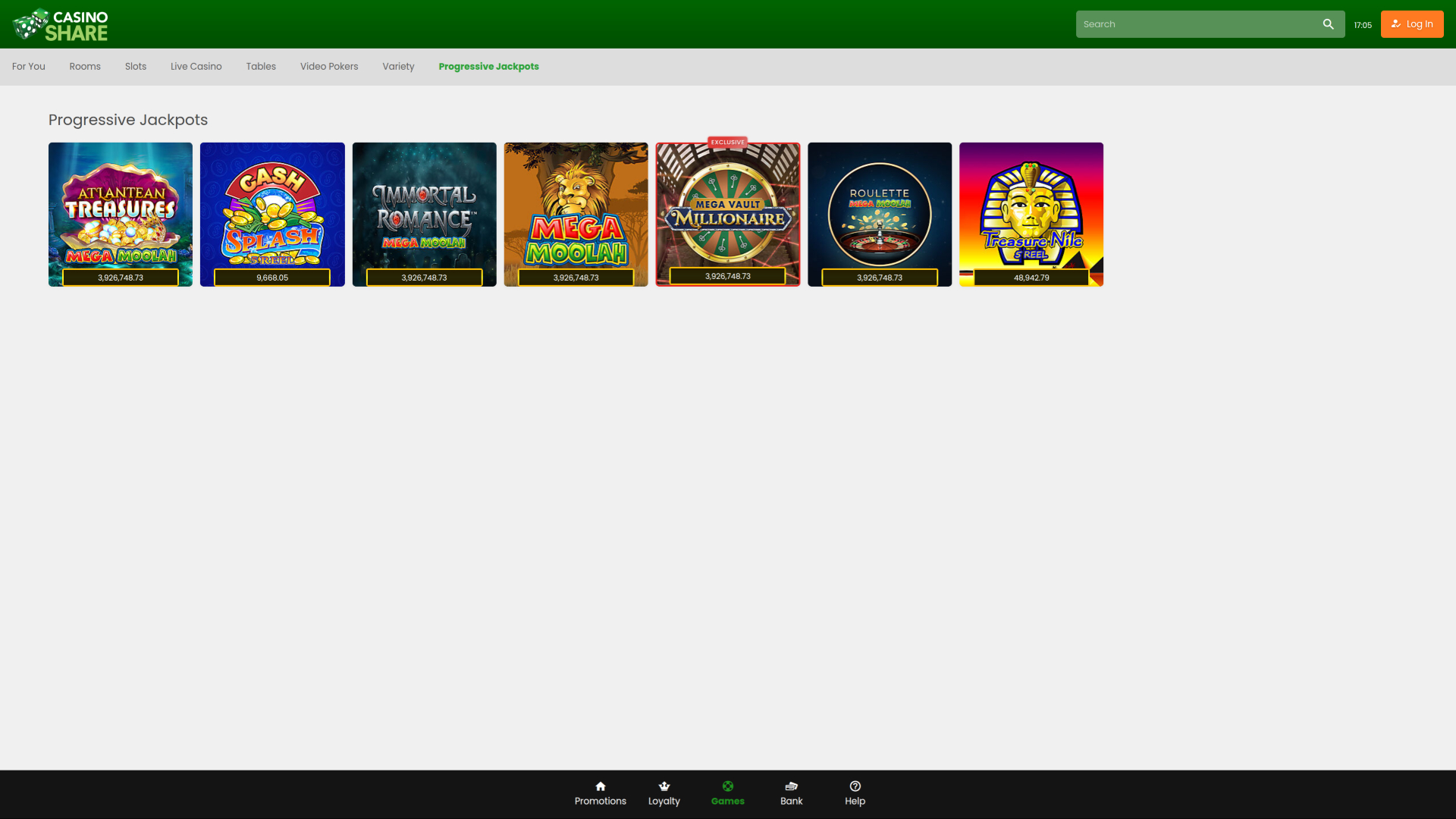 Jackpot de Casino Share pour ordinateur de bureau