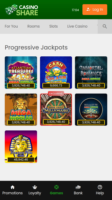 Jackpot mobile de Casino Share