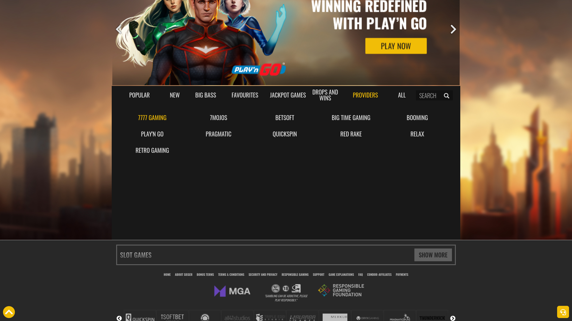 Développeurs de jeux de Casino Sieger sur ordinateur