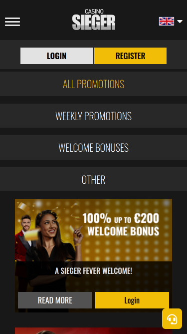 Promotions mobiles de Casino Sieger