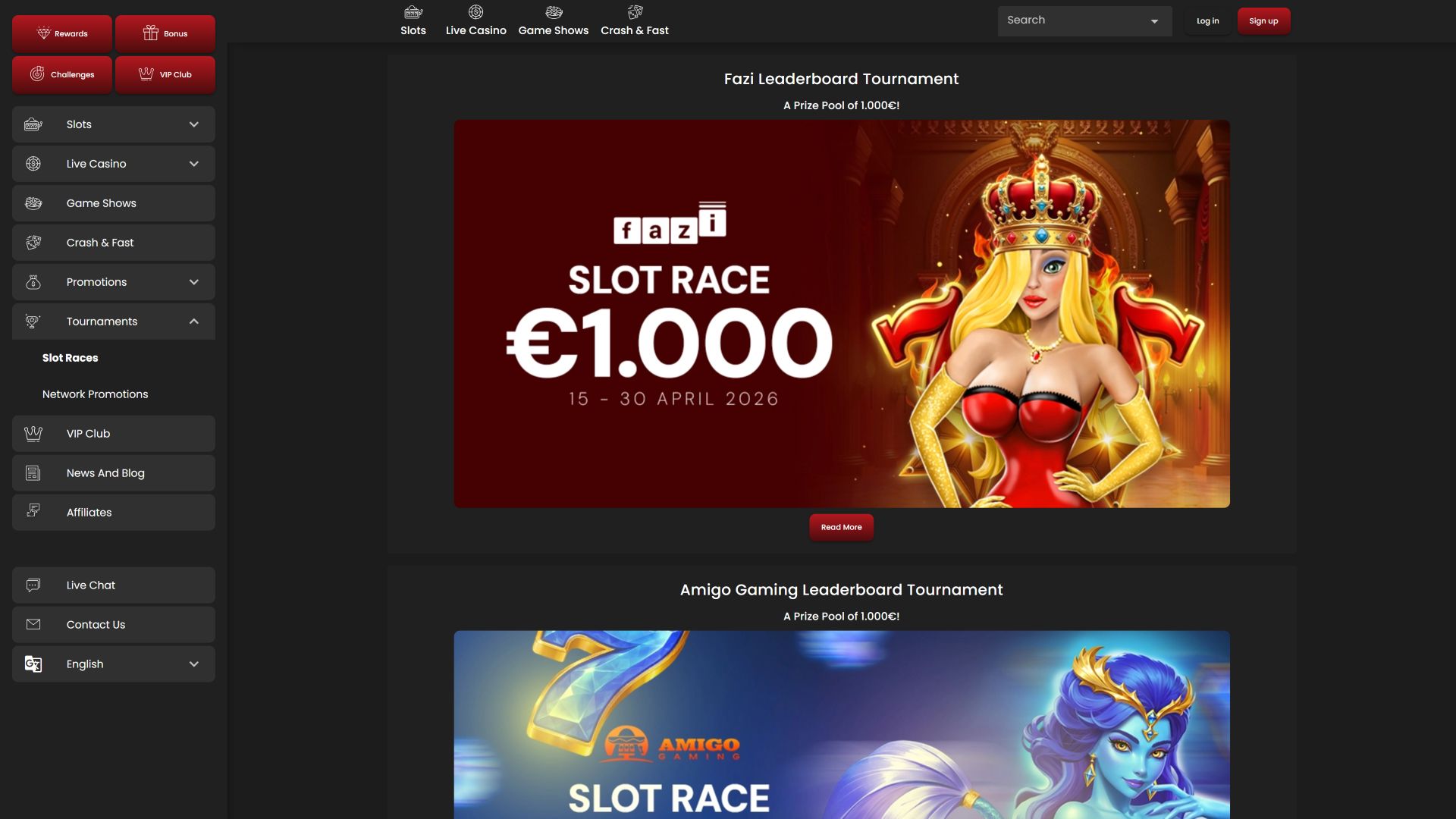 Турниры Casino Stars для настольных компьютеров
