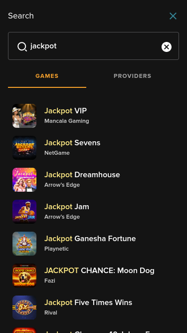 Jackpot mobile de Casino Superlines