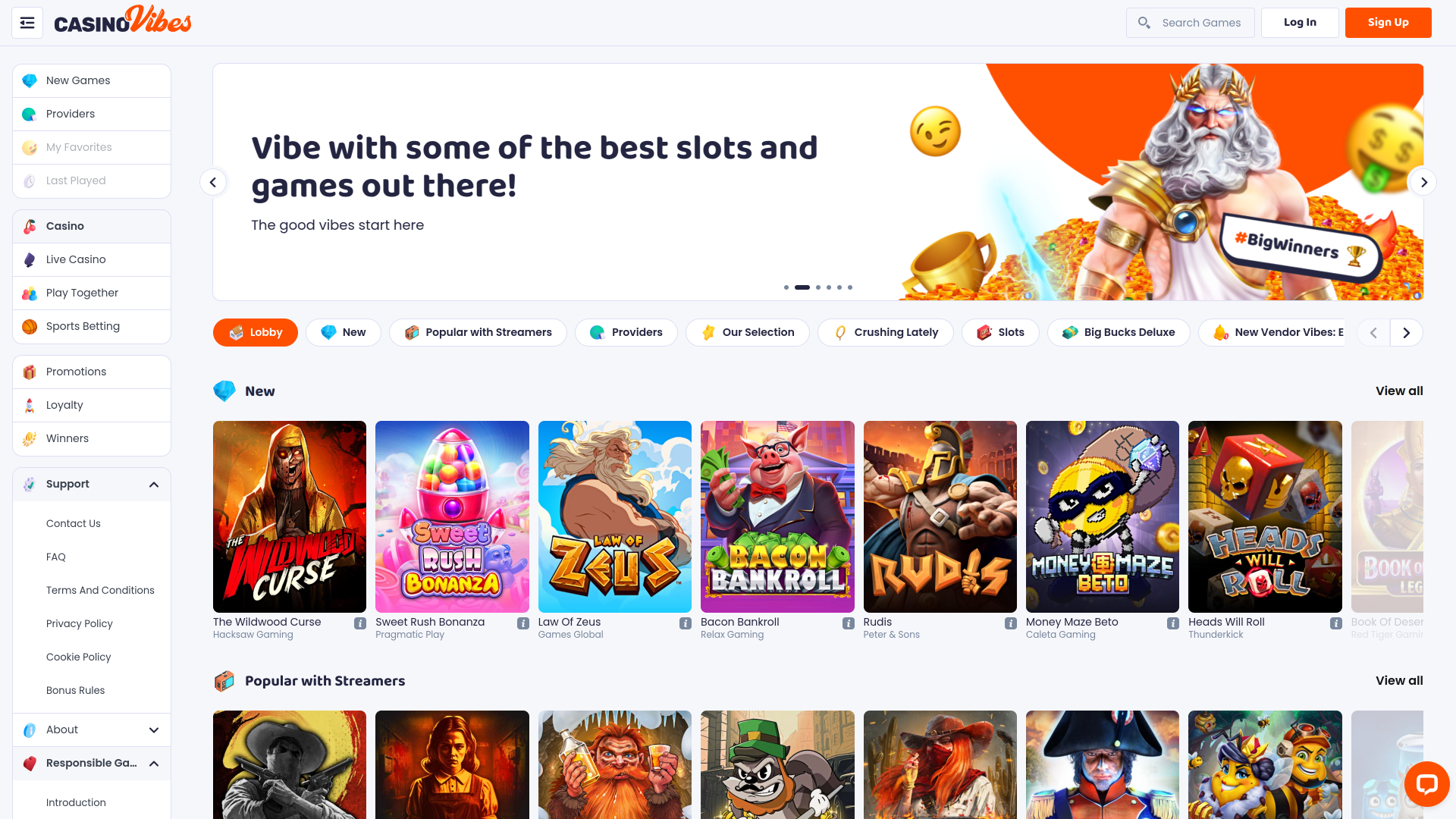 Jeux de Casino Vibes sur ordinateur