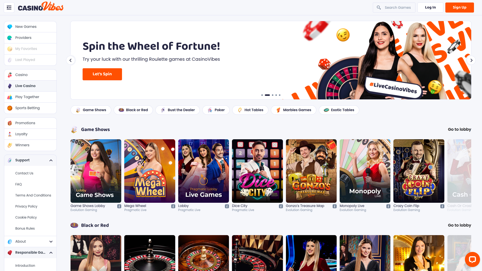 Croupier en direct de Casino Vibes sur ordinateur